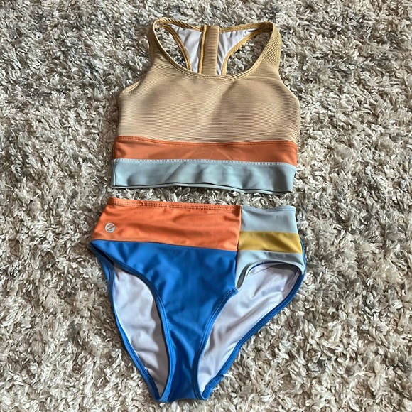 Nani Cut Back Crop & Bottom | Swim | colorblock | zipper | Bikini | Yoga | Sport - Picture 3 of 7